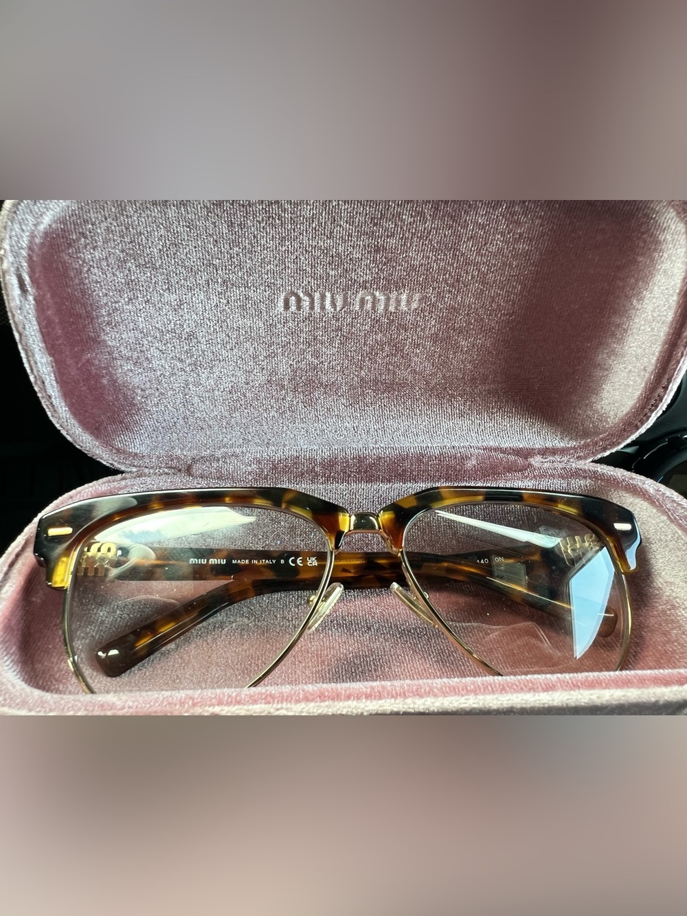 Miu Miu Runway MU 09zs Tortoiseshell and Gold Trim Women's Eyeglasses